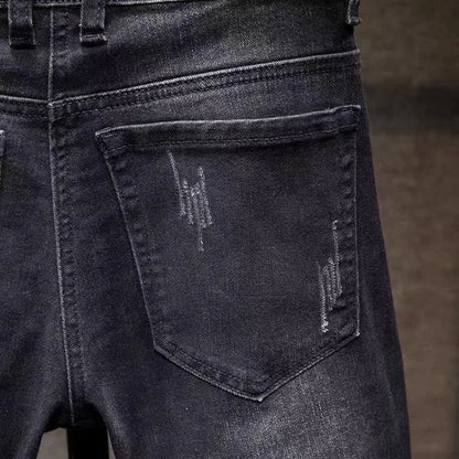 Spring Cargo Long Korean Fashion Men Black Denim New Straight Cargos Stylish Conical Boyfriend Embroidery Slim Pencil Pants