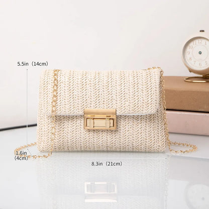 Fashion Straw Shoulder Bag Handmade High Capacity Clutch Handbag Woven Beach Bag Women
