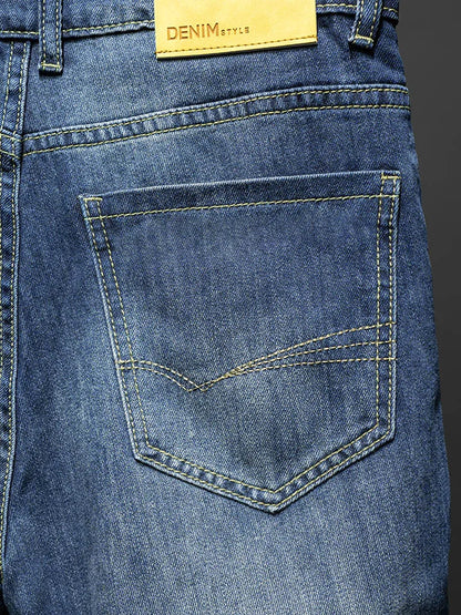 Autumn New Men's Vintage Blue Slim Stretch Jeans Fashion Korean High Street Denim Pants Hip Hop Streetwear Quality Male Trousers