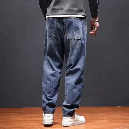 with PocketsJeans for Men Cropped 2025 Fashion Trousers Xs Cotton Classic Y 2k Vintage Grunge Y2k Regular Goth Man Cowboy Pants