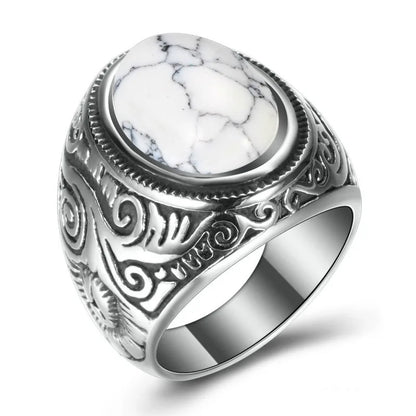 HNSP 316L Stainless Steel Natural Stone Ring For Men Vintage Jewelry Tiger Eyes Stone Rings Male Finger Accessory