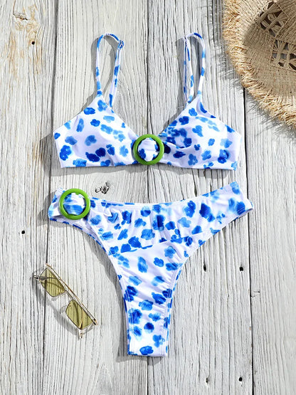Printed Swimwear  Swimsuits Bandage Bikini Sets Summer Bikinis High Cut Biquinis New Beachwear Low Waist Swimsuit