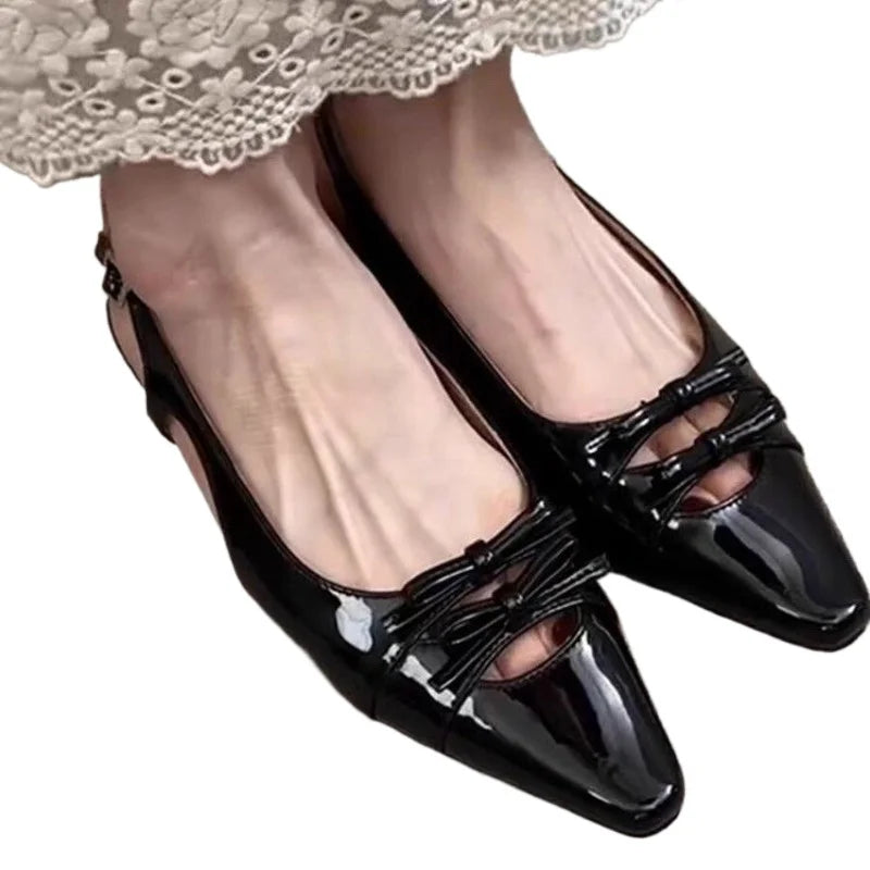 Designer Summer Cover Toe Women Sandals Fashion Butterfly-knot Dress Shoes Women's Low Heel Stripper Party Sandalias