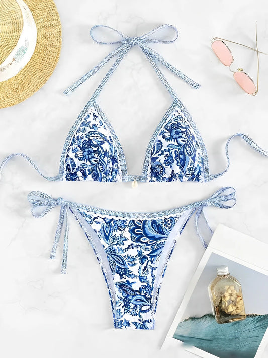 Halter String Triangle Two Piece Bikini Women Swimwear Female Swimsuit Bathers Bathing Swimming Suit Beachwear Summer