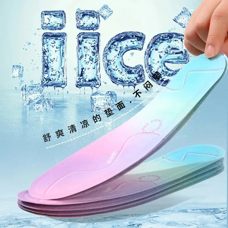 Summer Cooling Insoles for Men Women Leather Shoes Breathable Sweat Absorbing Herbal Antibacterial Deodorant Comfort Foot Pads