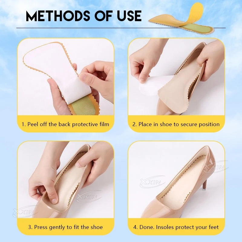 【Xxin】1pair/2pair Sandal Insoles Women absorbent High Heels Insoles  Women Insole Non-slip Latex Insoles For Shoes size35-40