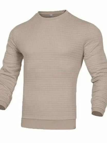 Men's coat fashion small check Waffle youth round neck jacquard check hoodie