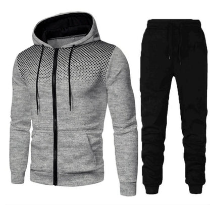 Autumn and Winter New European and American Solid Color Fleece Sweater Pants Men's Casual Zipper Sports Hat Set