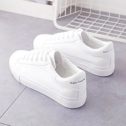 PU Leather White Shoes New Fashion Platform Shoes Solid Color Casual Shoe Classic Sneakers