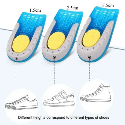 Premium TPE Gel Heightened Insole Half Shoe Pads for Men Women Comfortable Silicone Gel Invisible Heel Lift 1-3cm Soles Support