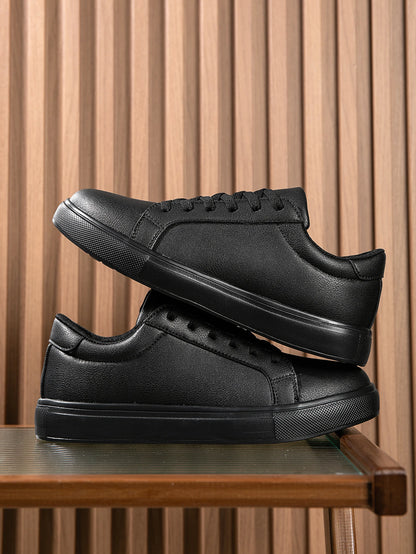 Men's Normcore Style Front Strap Sports Outdoor Skateboard Shoes, Fashionable Contrasting White Sneakers, White Shoes, Versatile Outdoor Shoes for Students