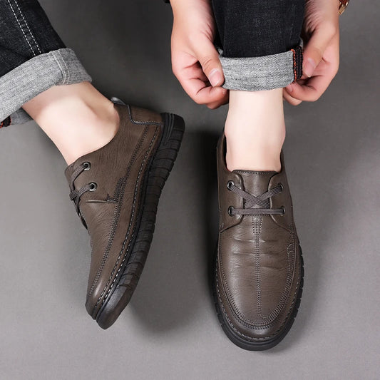 Flats Office Business Oxford Shoes Lace Up Men Leather Fashion Driving Shoes Man Comfortable Men Soft Sole Casual Sneakers Shoes