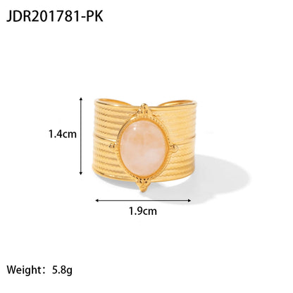 Youthway New Design Natural Stone Stainless Steel Ring Women Waterproof Stylish Golden Jewelry 2022 NEW Set