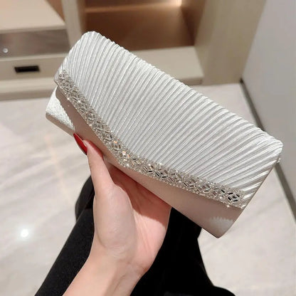 Women Evening Clutch Bags Elegant Luxury Female Silver/Black/White Clutch Wedding Purse Party Handbag Ladies Chain Shoulder Bags