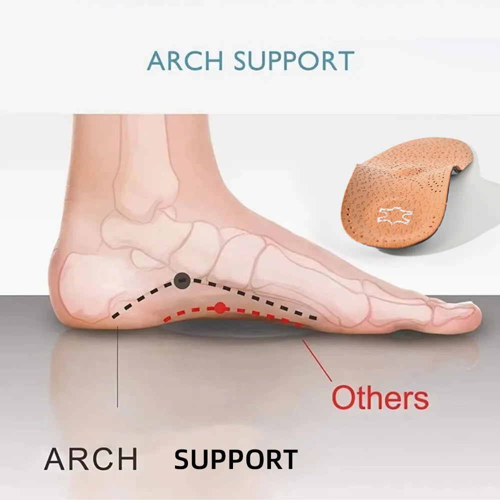 Leather Orthotic Insole For Flat Feet Arch Support Orthopedic Shoes Sole For Men Women Children O/X Leg Corrected Insoles