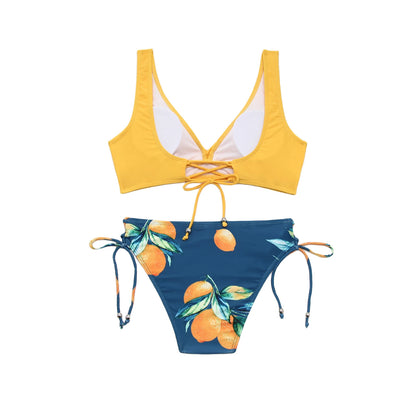 Sexy Bikini Set Women Biquini Swimwear V-Neck Push Up Two Pieces Swimsuit Floral Beachwear Female Bathing Suits Swimming Suits