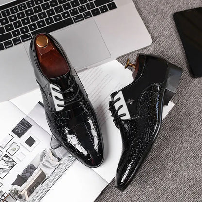 Luxury Men's Business Leather Shoes Black Formal Shoes Plus Size 38-49 Mens Wedding Shoe Lace Up Trend Shoes for Men Spring New