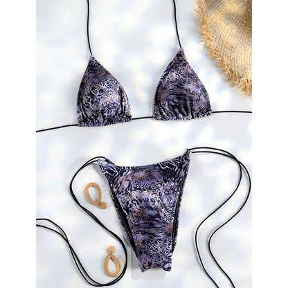 Miyouj 2025 Bikini String Swimsuit Sexy Female Bathsuit Women Swimwear High Cut Bathwear Bandage Biquini Leopard Two Pieces Suit