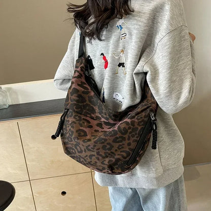 Leopard Print Crossbody Bags for Women Corduroy Casual Shoulder Tote Bags Ladies Sac A Main Femme Designer Luxury Handbags 2024
