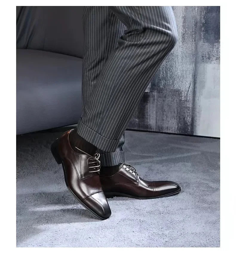 Eleglant Leather Mens Dress Shoes Black Formal Social Shoe Male Business Wedding Derby for Man Luxury Italian Oxford Loafers