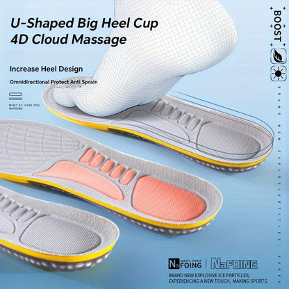 1 Pair TPU Material Insoles Sports Shock Absorption Insoles High Elastic Running Sneaker Pads Rebound