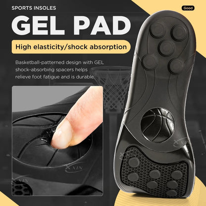 【Xxin】Spring silicone Gel shoe Insole Pad Elastic sport shoes cushioning insoles for basketball size 35-46