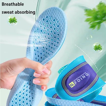 4Pcs men women Breathable sports insoles summertime Odor Control Insole Elastic Shock Absorbing Sole Outdoor Running Insole