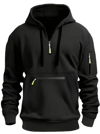 Spring and Autumn New Men's Zipper Multi Pocket Hoodie Fashion Sports Street Trend Long Sleeve Hoodie Loose Jacket