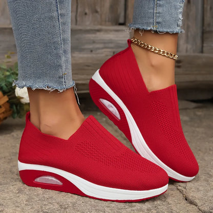 Women Walking Shoes Air Cushion Non Slip Orthopedic Shoes Ladies Platform Mules Breathable Wedge Female Sneakers
