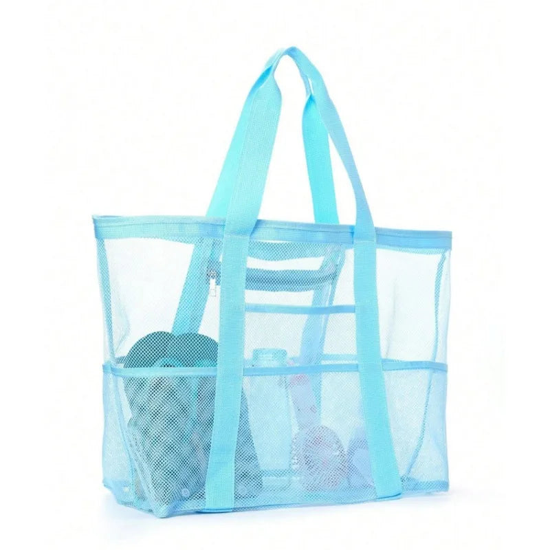 Picnic Beach Bag Women Mesh Transparent Swim Storage High Capacity Shopping Bags Tote