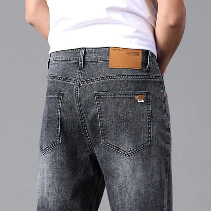 New Jeans for Men in Spring and Summer 2025 Cotton Elastic High-quality Loose Straight Tube Trendy Cotton Elastic Trousers 28-40