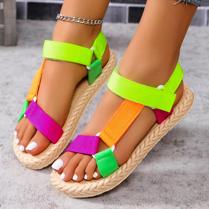 Women's fashion trend School Beach non-slip wear soft soled Velcro flat sandals