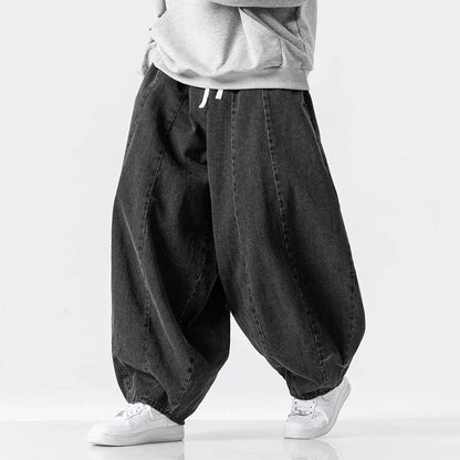 Men Casual Pants Japanese Styles Jeans Fashion Loose Mens Hip Hop Lantern Pants Streetwear Male Oversize Denim Wide Leg Trousers