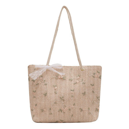 Travel Holiday Shoulder Lace Lace Lace Lace braided bag Large capacity beach bag Straw braided style handbag shoulder bag cmc