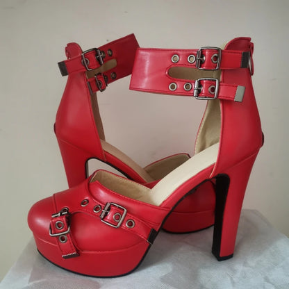 Red Platform High Heels Women's Sandals Summer Shoes 2025 Strap Black White Pumps Wedding Fetish Dance Party Shoes Large Size 50