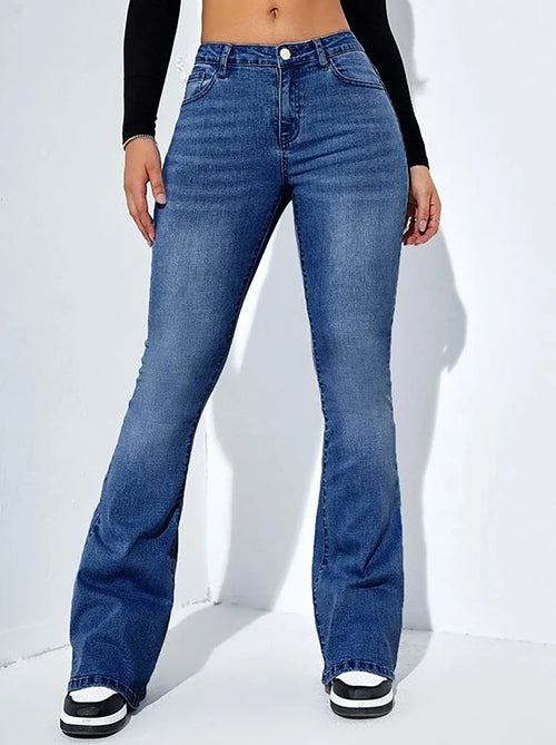 Women's jeans high waist stretch comfortable flared pants Denim pants