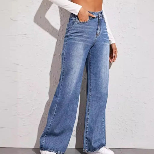 New Vintag High-rise Jeans Simple Solid Color Fashion Slim Mujer Pencil Pants All-match Skinny Elasticity Women Denim Trousers