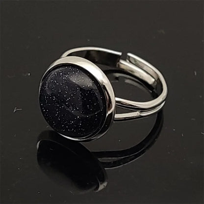 12mm Round Healing Natural Stone Ring Tiger Eye Opal Pink Crystal Adjustable Joint Ring for Women Jewelry