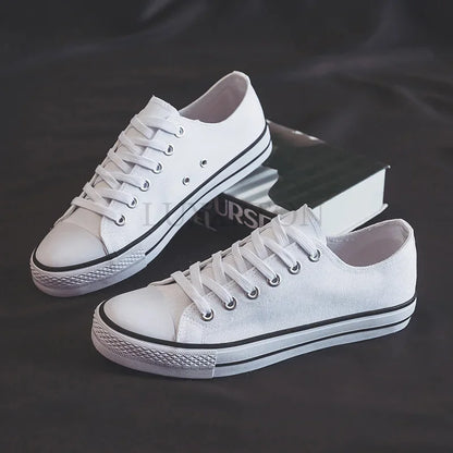 Unisex Canvas Shoes for Men Casual Wear-resistant Breathable Trendy Men's Sneakers Men Lace-up White Flats Zapatillas De Deporte