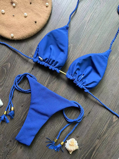 RUOTONSEPT Sexy Braiding rope Bandage Bikini Set Women's Swimsuit Two-piece Triangle Swimwear Bathing Suit Brazilian Biquinis