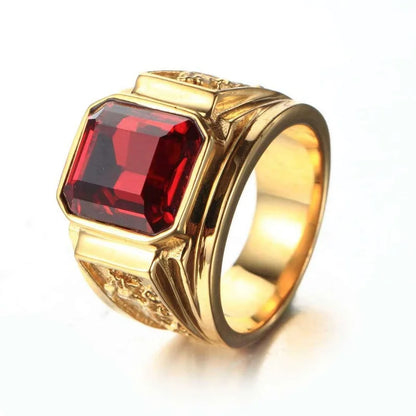 Fashion Men's Ring Square Facade Good Stone Inlaid Ring Side Flying Dragon Carving Domineering Men's Ring Party Jewelry Accessor