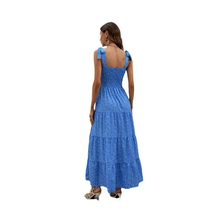 2023 New High-Waisted Printing Strapless Dress Women's Self-Independent Realistic European and American Style Amazon Wish