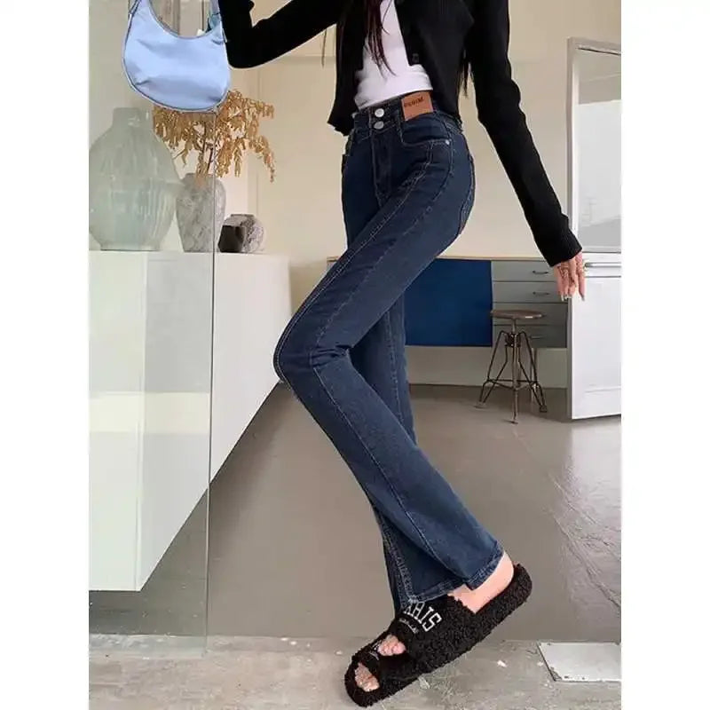 High Waist Bell Bottom Jeans for Women Sexy Lace up Design Split High Street Style plus Size Pear Shaped Body Slimming Trousers