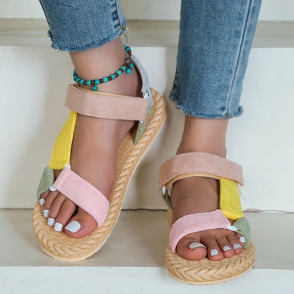 Women's fashion trend School Beach non-slip wear soft soled Velcro flat sandals