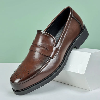 Men's Formal Leather Shoes British Style Oxford Loafers Round Toe Breathable Non-Slip Business Dress Wedding Office Casual Shos