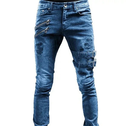 2024 Plus Size Straight Jeans Man Pants Spring Summer Boyfriend Jeans Streetwear Skinny Zips 3 Colors Cacual Long Denim Trousers