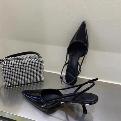 Women Pointed Toe Heels Shoes Sandals 2024 Dress Party Fashion Summer Slippers New Walking Flip Flops Pumps  Slides