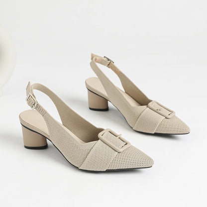 Women's High Heel Sandals Large 42/43 Pointed Knitted Breathable Non slip Rubber Sole 2025 New (5cm High)