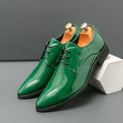Fashion Shiny Leather Shoes For Men Red Oxfords Shoes Party Luxury Man Shoes Designer Pointed Toe Men's Dress Shoes Big Size 46