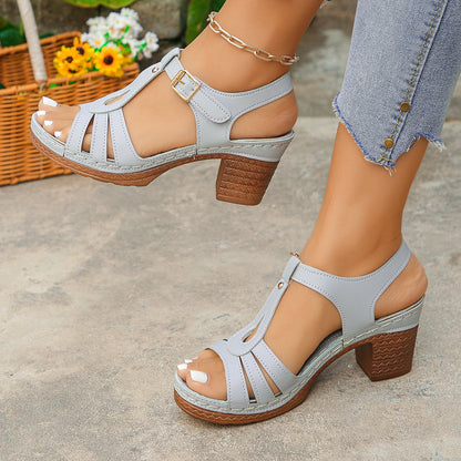 Ladies high-heeled sandals, fashionable and versatile, comfortable temperament sandals, Roman sandals.